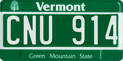 VT license plate CNU914