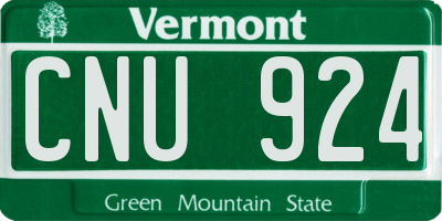 VT license plate CNU924