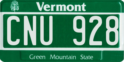 VT license plate CNU928