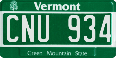 VT license plate CNU934