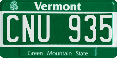 VT license plate CNU935