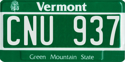 VT license plate CNU937