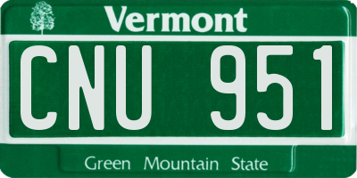 VT license plate CNU951