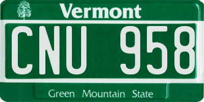 VT license plate CNU958