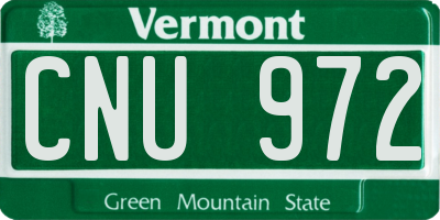 VT license plate CNU972