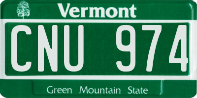 VT license plate CNU974