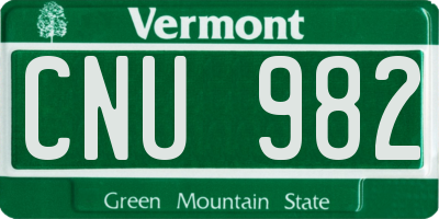 VT license plate CNU982