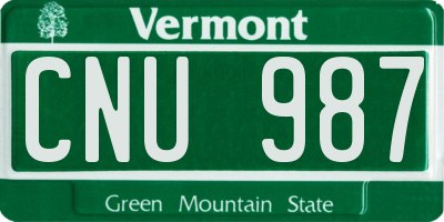 VT license plate CNU987