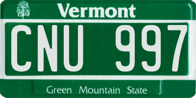 VT license plate CNU997