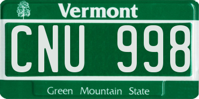 VT license plate CNU998