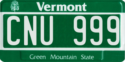 VT license plate CNU999