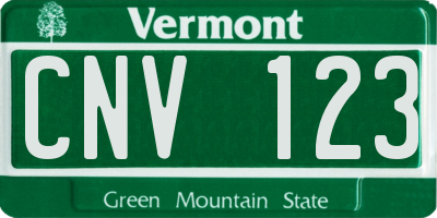 VT license plate CNV123