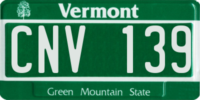 VT license plate CNV139