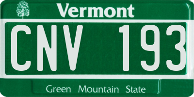 VT license plate CNV193