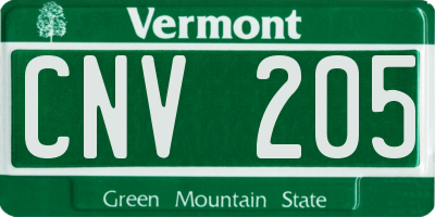 VT license plate CNV205
