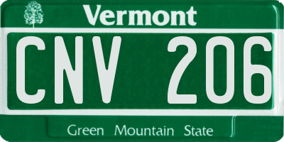 VT license plate CNV206