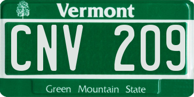 VT license plate CNV209