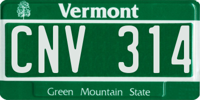 VT license plate CNV314