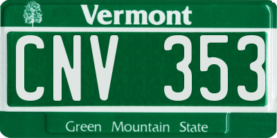 VT license plate CNV353