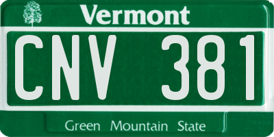 VT license plate CNV381