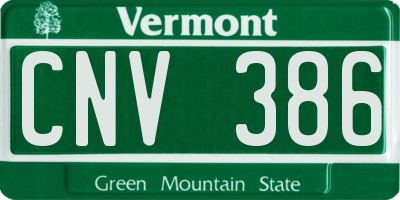VT license plate CNV386