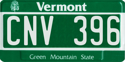 VT license plate CNV396