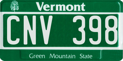 VT license plate CNV398
