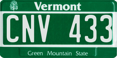 VT license plate CNV433