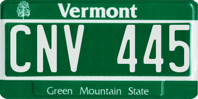 VT license plate CNV445