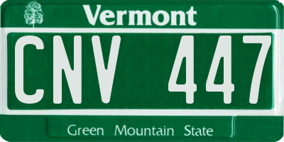 VT license plate CNV447