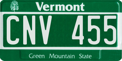 VT license plate CNV455