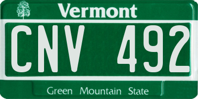 VT license plate CNV492