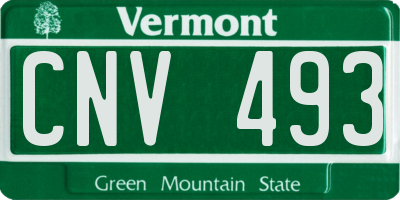 VT license plate CNV493