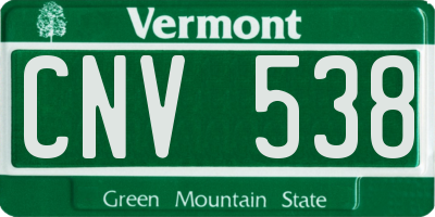 VT license plate CNV538