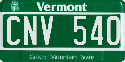 VT license plate CNV540
