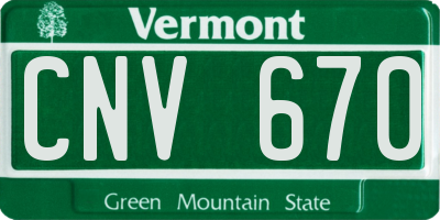 VT license plate CNV670