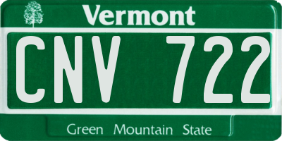 VT license plate CNV722