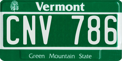 VT license plate CNV786