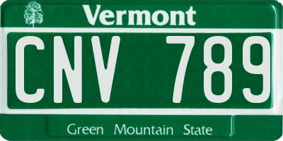 VT license plate CNV789