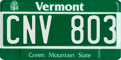 VT license plate CNV803