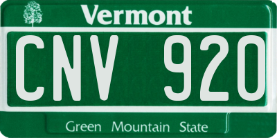 VT license plate CNV920