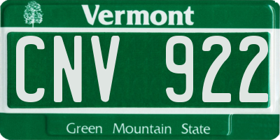 VT license plate CNV922