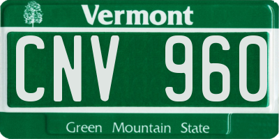 VT license plate CNV960