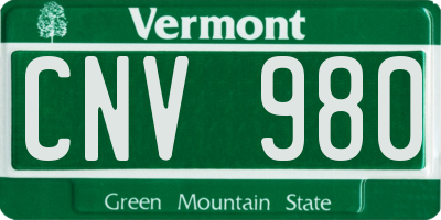 VT license plate CNV980