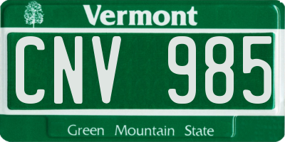 VT license plate CNV985