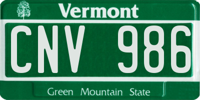 VT license plate CNV986