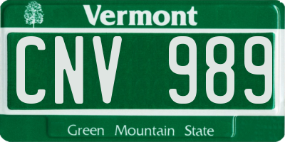 VT license plate CNV989