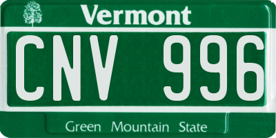 VT license plate CNV996