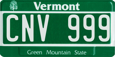 VT license plate CNV999
