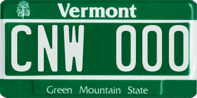 VT license plate CNW000